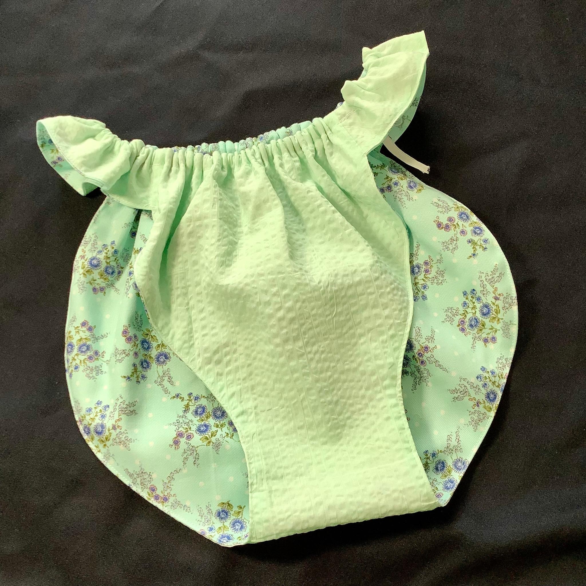 フンティ・姫パン・ふんどしパンツ【029-a】繊細さん敏感肌に優しいリラクゼーションふんティ青フラワーワッフル綿 | 5枚目